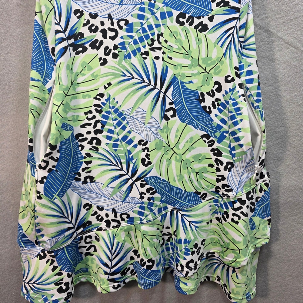 Tail Golf Dress Womens XXS 2XS Tropical Leopard Print Green Blue Zip Pocket - Picture 3 of 10